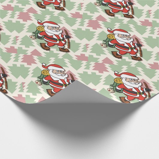 Santa Claus hiker Geschenkpapier (Ecke)