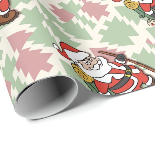 Santa Claus hiker Geschenkpapier (Rolleneckpunkt)