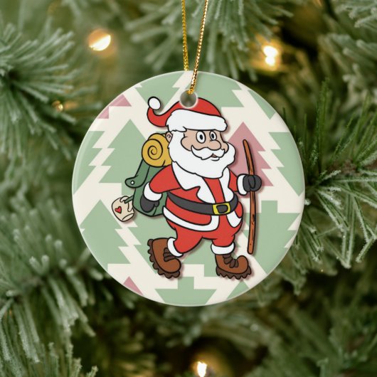 Santa Claus hiker Keramik Ornament (Baum)