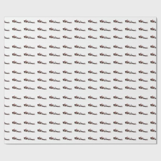 Santa Claus Hippo Sleigh Geschenkpapier (Flach)