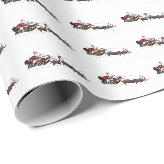Santa Claus Hippo Sleigh Geschenkpapier (Rolleneckpunkt)