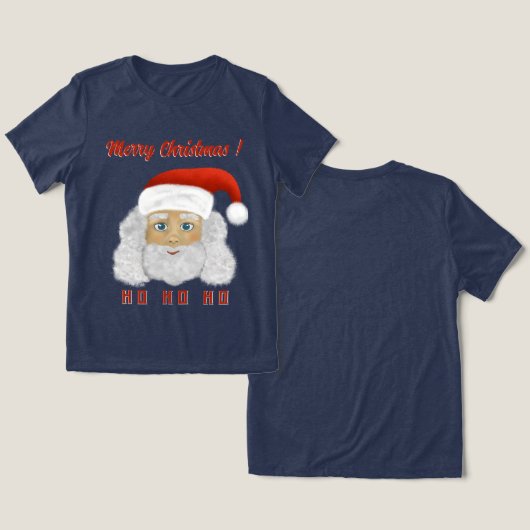 Santa Claus HO HO HO Frohe Weihnachten Tri-Blend Shirt (Design Vorderseite & Rückseite)