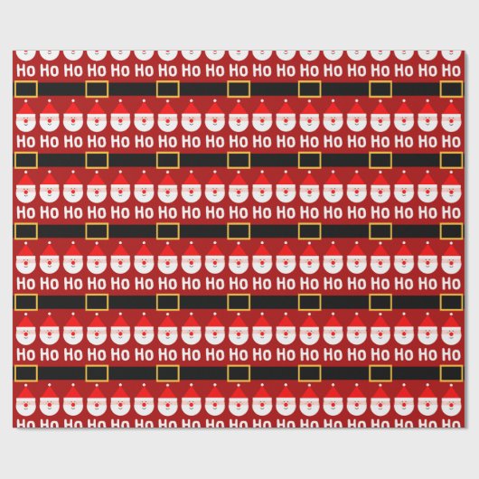Santa Claus Ho Ho Ho Pattern Geschenkpapier (Flach)
