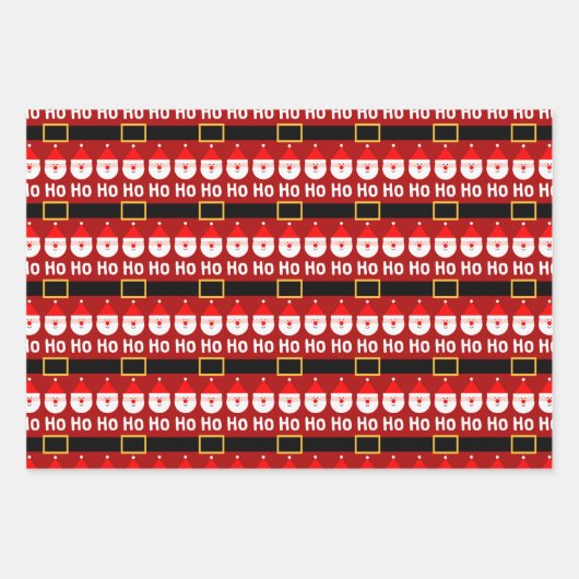 Santa Claus Ho Ho Ho Pattern Geschenkpapier Set (Vorderseite)
