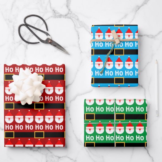 Santa Claus Ho Ho Ho Pattern Geschenkpapier Set (Vorderseite)