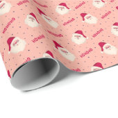 Santa Claus HOHOHO auf Rosa Geschenkpapier (Rolleneckpunkt)