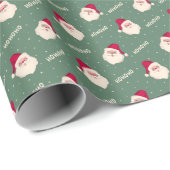 Santa Claus HOHOHO auf Sage Green Geschenkpapier (Rolleneckpunkt)