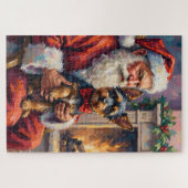 Santa Claus Holding Affenpinscher Christmas Art Puzzle (Horizontal)