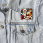 Santa Claus Holding Afghan Hound Christmas Button (Beispiel)