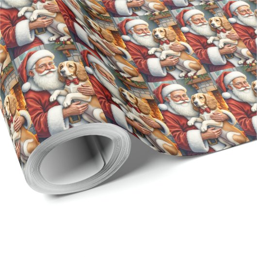 Santa Claus Holding Afghan Hound Christmas Geschenkpapier (Rolleneckpunkt)