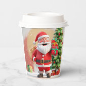 Santa Claus Holding anwesend Pappbecher (Rückseite)