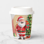 Santa Claus Holding anwesend Pappbecher (Vorderseite)