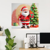 Santa Claus Holding anwesend Poster (Heimbüro)
