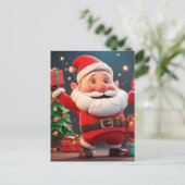 Santa Claus Holding anwesend Postkarte (Stehend Vorderseite)