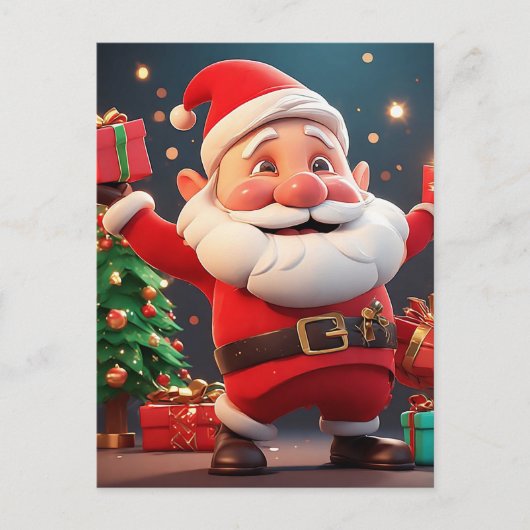 Santa Claus Holding anwesend Postkarte (Vorderseite)