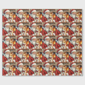 Santa Claus Holding Australian Cattle Christmas Geschenkpapier (Flach)