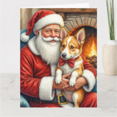 Santa Claus Holding Australian Cattle Christmas Karte (Vorderseite)