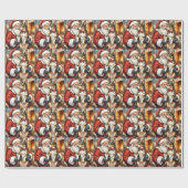 Santa Claus Holding Australian Kelpie Christmas Geschenkpapier (Flach)