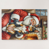 Santa Claus Holding Australian Kelpie Christmas Puzzle (Horizontal)
