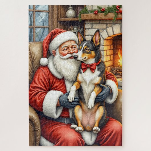 Santa Claus Holding Australian Kelpie Christmas Puzzle (Vertikal)