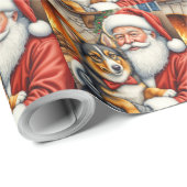 Santa Claus Holding Australian Shepherd Christmas  Geschenkpapier (Rolleneckpunkt)