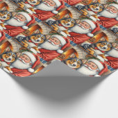 Santa Claus Holding Australian Shepherd Christmas  Geschenkpapier (Ecke)