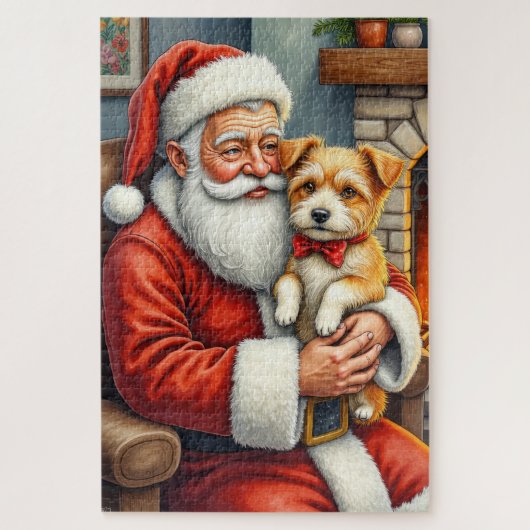 Santa Claus Holding Australian Terrier Christmas  Puzzle (Vertikal)