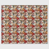 Santa Claus Holding Basset Hound Christmas Art Geschenkpapier (Flach)