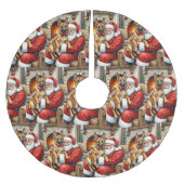 Santa Claus Holding Belgian Malinois Christmas Art Polyester Weihnachtsbaumdecke (Vorderseite)