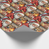Santa Claus Holding Belgian Shepherd Christmas Art Geschenkpapier (Ecke)