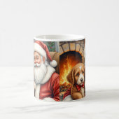 Santa Claus Holding Bernedoodle Christmas Art Kaffeetasse (Mittel)