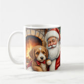 Santa Claus Holding Bernedoodle Christmas Art Kaffeetasse (Links)