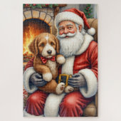 Santa Claus Holding Bernedoodle Christmas Art Puzzle (Vertikal)