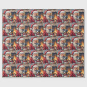 Santa Claus Holding Blue Heeler Christmas Art Geschenkpapier (Flach)