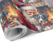 Santa Claus Holding Blue Heeler Christmas Art Geschenkpapier (Rolleneckpunkt)