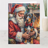 Santa Claus Holding Bluetick Coonhound Christmas  Karte (Vorderseite)