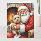 Santa Claus Holding Cairn Terrier Christmas Art Karte (Vorderseite)