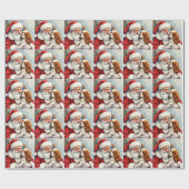 Santa Claus Holding Cavalier King Charles Spaniel Geschenkpapier (Flach)