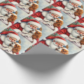 Santa Claus Holding Cavalier King Charles Spaniel Geschenkpapier (Ecke)