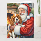 Santa Claus Holding Cavalier King Charles Spaniel Karte (Vorderseite)