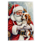 Santa Claus Holding Cavalier King Charles Spaniel  Mittlere Geschenktüte (Vorderseite)