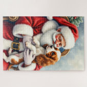 Santa Claus Holding Cavalier King Charles Spaniel Puzzle (Horizontal)