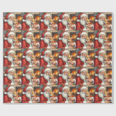 Santa Claus Holding Chihuahua Christmas Art Geschenkpapier (Flach)