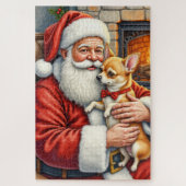 Santa Claus Holding Chihuahua Christmas Art Puzzle (Vertikal)