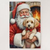 Santa Claus Holding Cockapoo Christmas Art Puzzle (Vertikal)