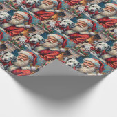 Santa Claus Holding Dalmatian Christmas Art Geschenkpapier (Ecke)