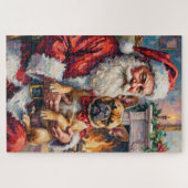 Santa Claus Holding French Bulldog Christmas Art Puzzle (Horizontal)