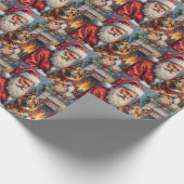 Santa Claus Holding German Shepherd Christmas Art Geschenkpapier (Ecke)