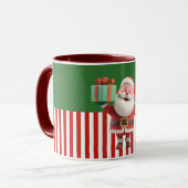 Santa Claus Holding Gift Box Illustration Tasse (Vorderseite Links)