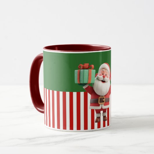 Santa Claus Holding Gift Box Illustration Tasse (Vorderseite Links)